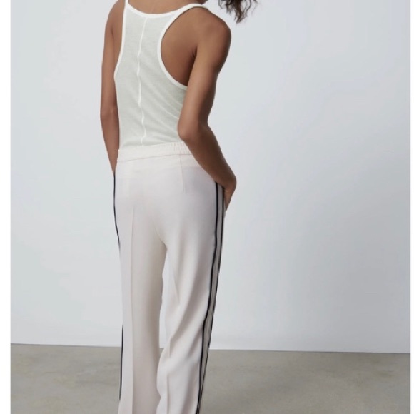 Zara Ecru Flowy High-waisted Trousers Size Small - Picture 4 of 6